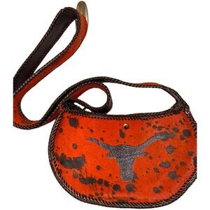 NEW Handmade Dyed Cowhide Leather Cossbody Purse Steer Cow Western Texas Univ